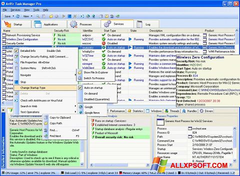 Screenshot AnVir Task Manager per Windows XP