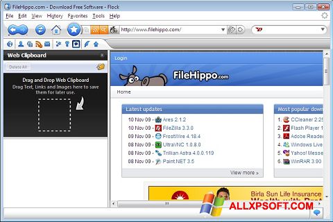 Screenshot Flock per Windows XP