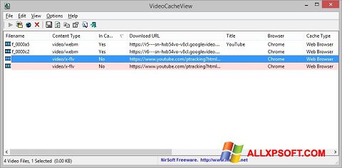 Screenshot VideoCacheView per Windows XP