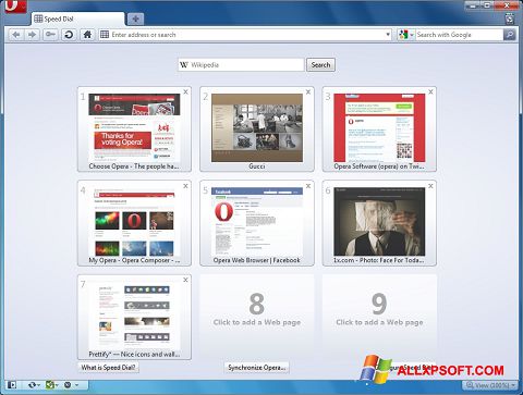 Screenshot Opera per Windows XP