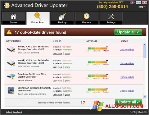 Screenshot Advanced Driver Updater per Windows XP