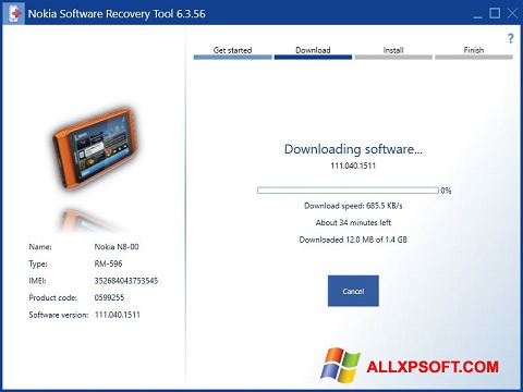 Screenshot Nokia Software Recovery Tool per Windows XP