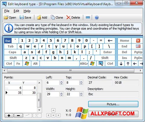 Screenshot Virtual Keyboard per Windows XP