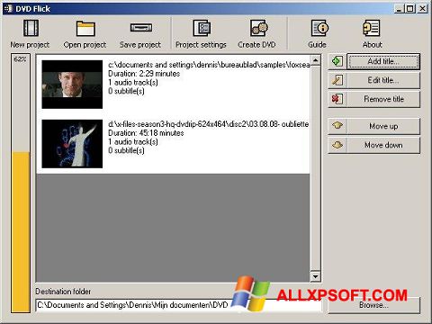 Screenshot DVD Flick per Windows XP