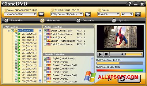 Screenshot CloneDVD per Windows XP