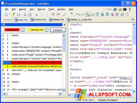 Screenshot EmEditor per Windows XP