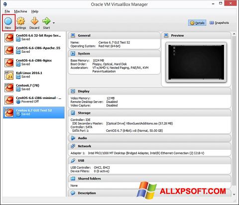 Screenshot VirtualBox per Windows XP