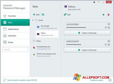 Screenshot Kaspersky Password Manager per Windows XP