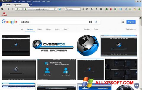 Screenshot Cyberfox per Windows XP