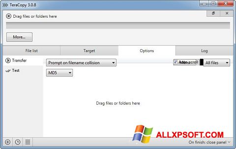 Screenshot TeraCopy per Windows XP