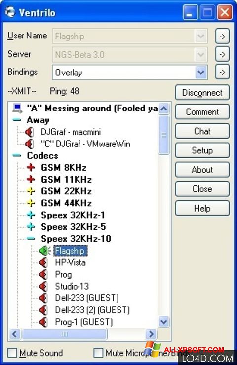 Screenshot Ventrilo per Windows XP