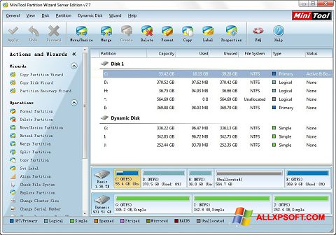Screenshot MiniTool Partition Wizard per Windows XP