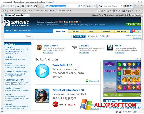 Screenshot Lunascape per Windows XP