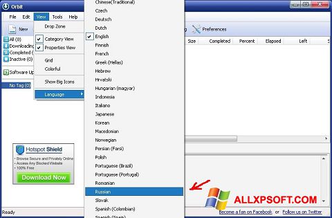 Screenshot Orbit Downloader per Windows XP