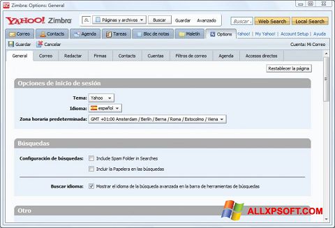 Screenshot Zimbra Desktop per Windows XP