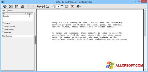 Screenshot pdfFactory Pro per Windows XP