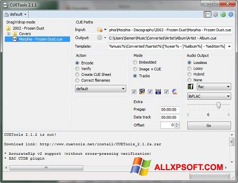 Screenshot CUETools per Windows XP