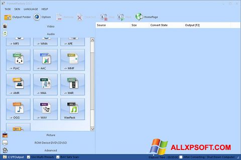 Screenshot Format Factory per Windows XP