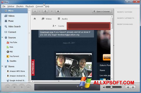 Screenshot Miro per Windows XP