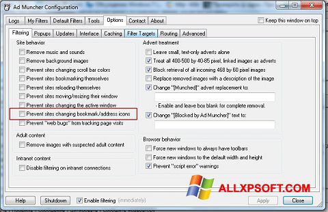 Screenshot Ad Muncher per Windows XP