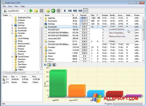 Screenshot Folder Size per Windows XP