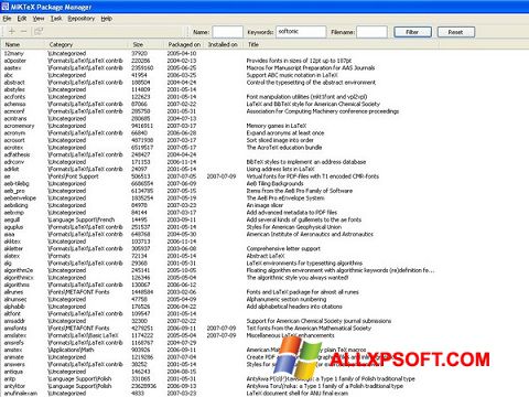 Screenshot MiKTeX per Windows XP