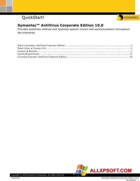 Screenshot Symantec Antivirus Corporate Edition per Windows XP
