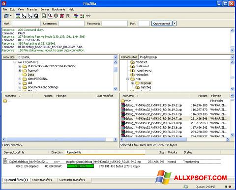 Screenshot FileZilla per Windows XP