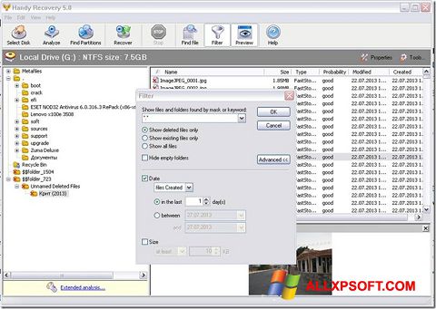 Screenshot Handy Recovery per Windows XP
