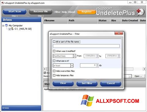 Screenshot Undelete Plus per Windows XP