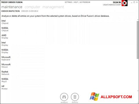 Screenshot Driver Fusion per Windows XP