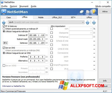 Screenshot NetSetMan per Windows XP