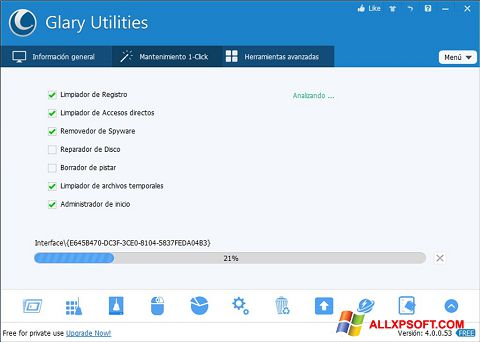 Screenshot Glary Utilities per Windows XP