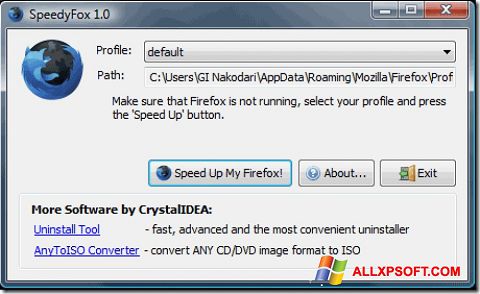 Screenshot SpeedyFox per Windows XP