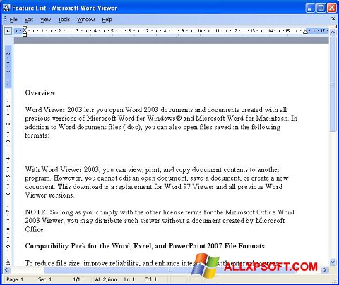 Screenshot Word Viewer per Windows XP