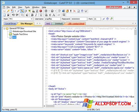 Screenshot CuteFTP per Windows XP