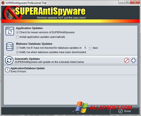 Screenshot SUPERAntiSpyware per Windows XP