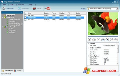 Screenshot Any Video Converter per Windows XP