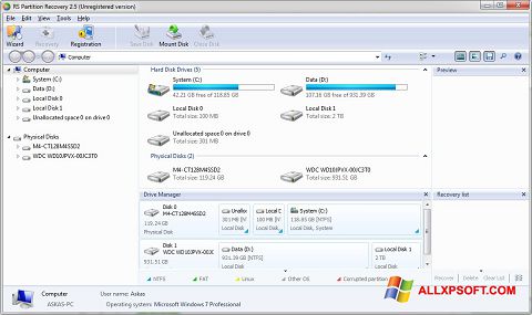 Screenshot RS Partition Recovery per Windows XP