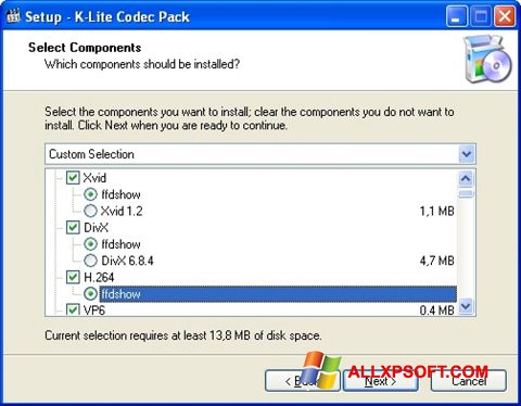 Screenshot K-Lite Codec Pack per Windows XP