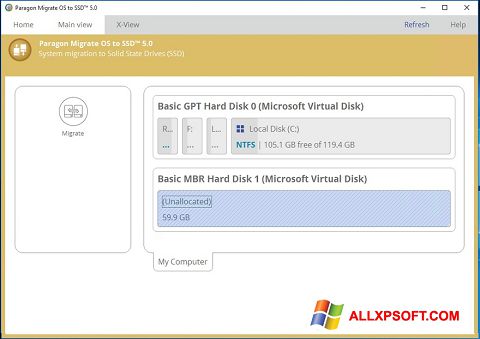 Screenshot Paragon Migrate OS to SSD per Windows XP