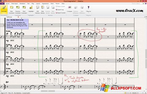 Screenshot Sibelius per Windows XP