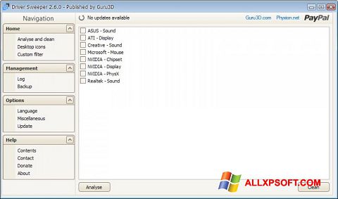 Screenshot Driver Sweeper per Windows XP