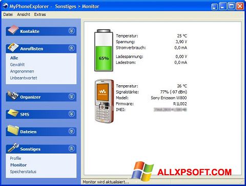 Screenshot MyPhoneExplorer per Windows XP