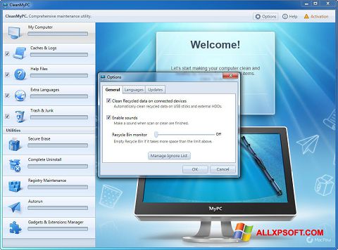 Screenshot CleanMyPC per Windows XP