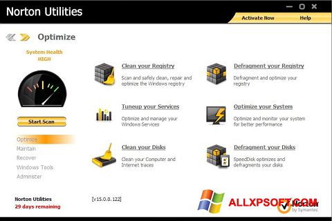 Screenshot Norton Utilities per Windows XP