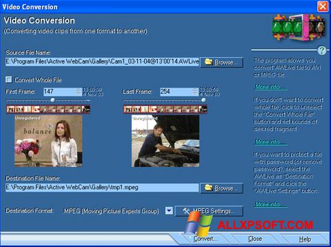 Screenshot Active WebCam per Windows XP