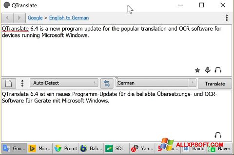 Screenshot QTranslate per Windows XP