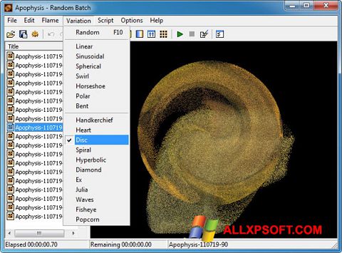 Screenshot Apophysis per Windows XP