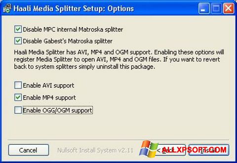 Screenshot Haali Media Splitter per Windows XP